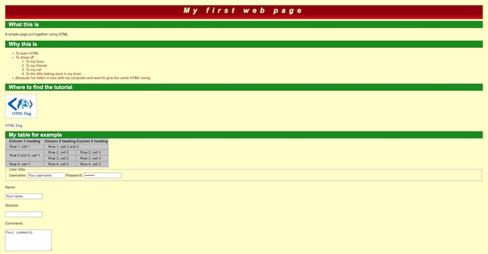My first web page